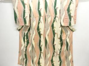 アンティーク　錦紗抽象枝蕾模様着物